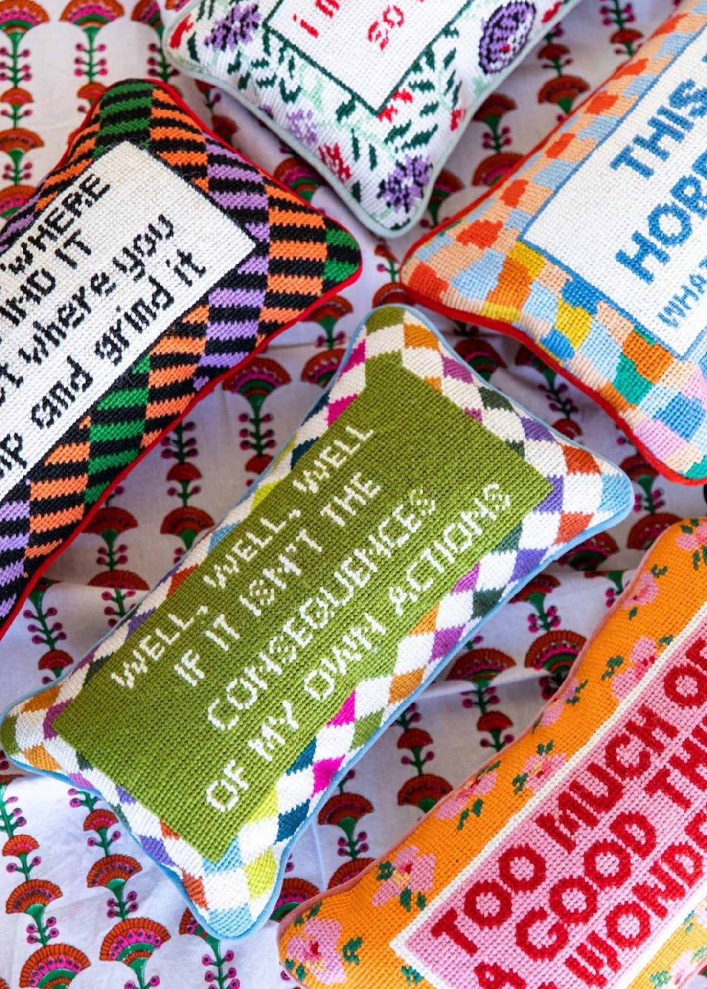 Well well well needlepoint pillow