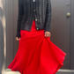 Cashmere flared rib skirt, red