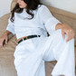 Boyfriend pant, white linen
