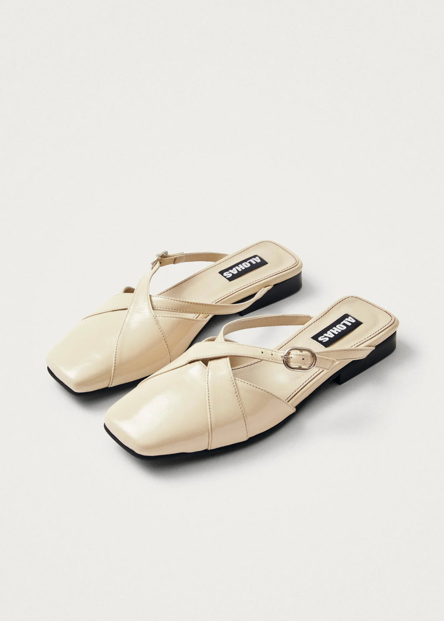 Adria leather mules, onix cream