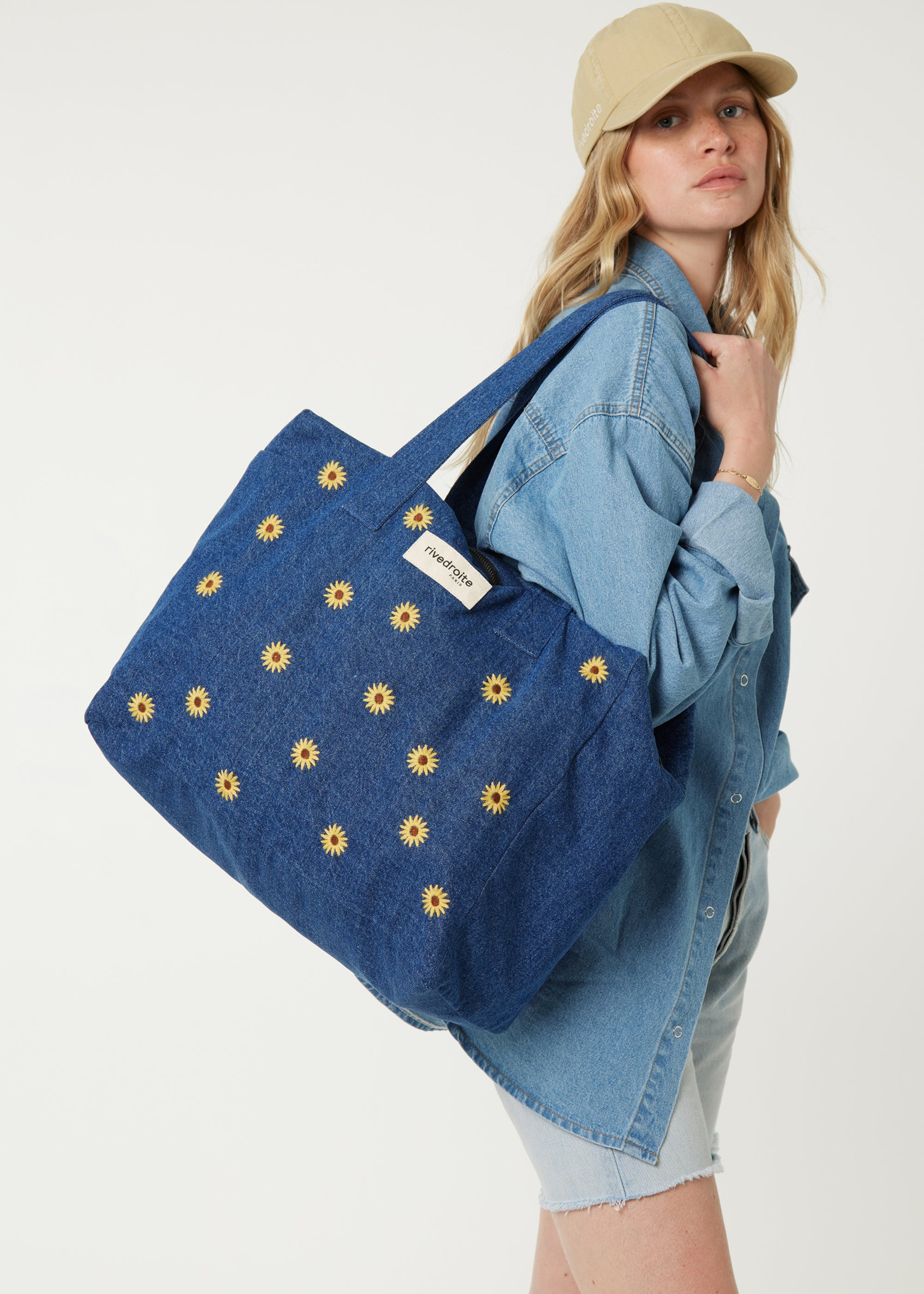 Célestins bag, denim yellow sunflower