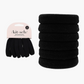 Recycled thick hair elastics 6pc set, black