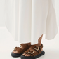 Harper leather sandals, soft tan