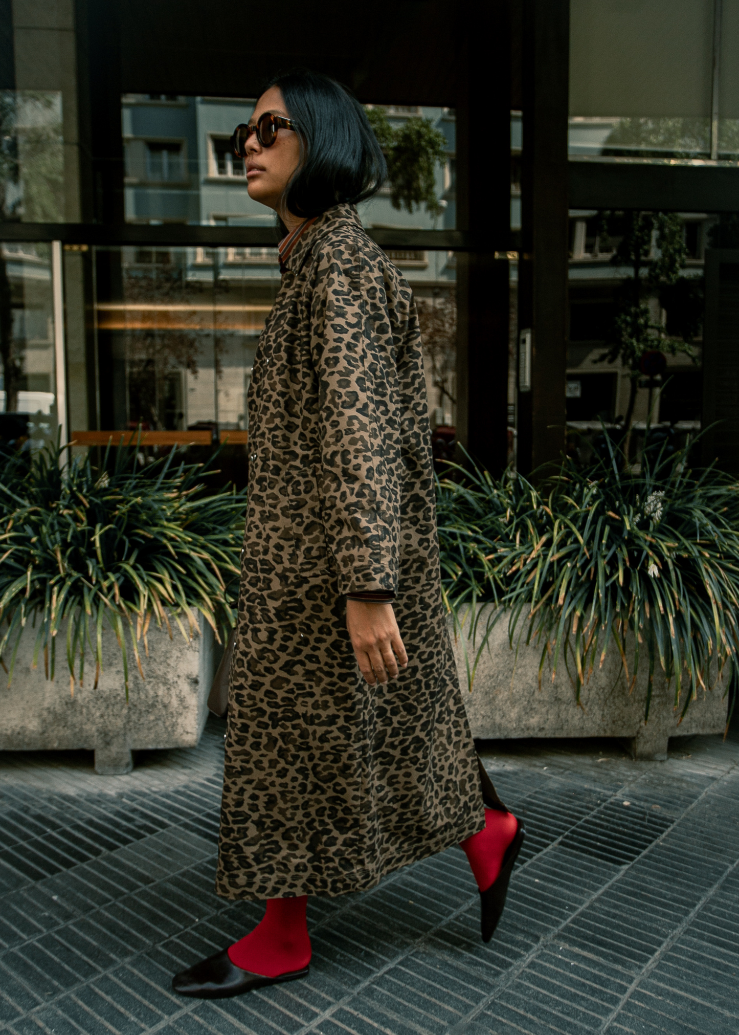 Animal print trench