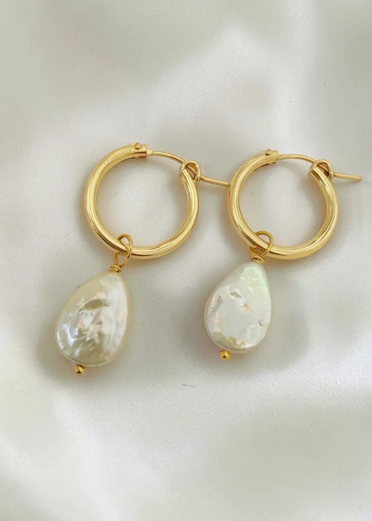 Cove pearl charm hoops