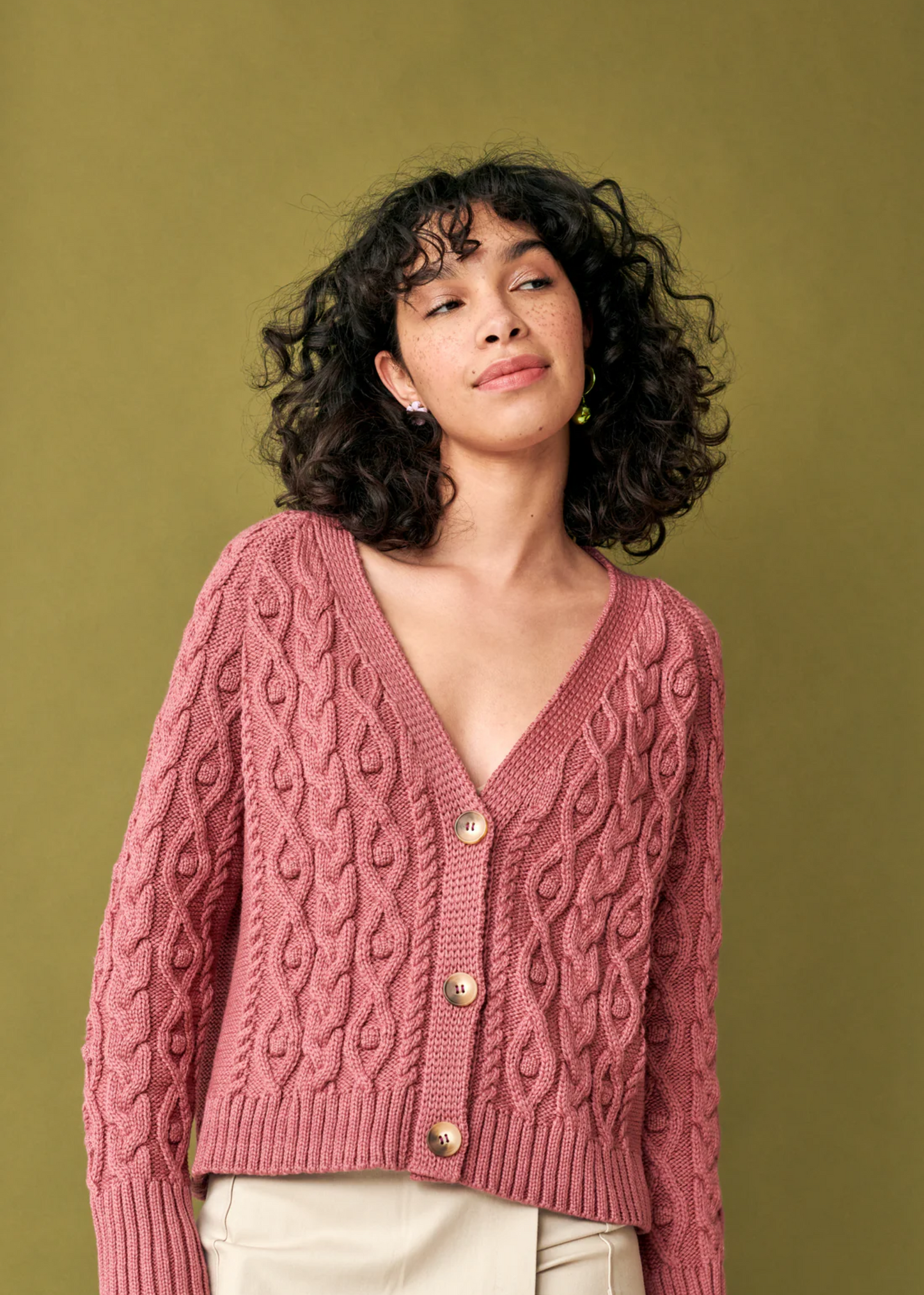 Able cardigan, dark rose