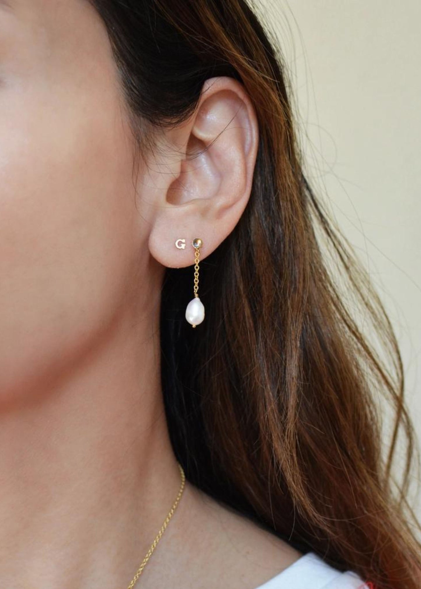 Moonstone pearl drop earrings