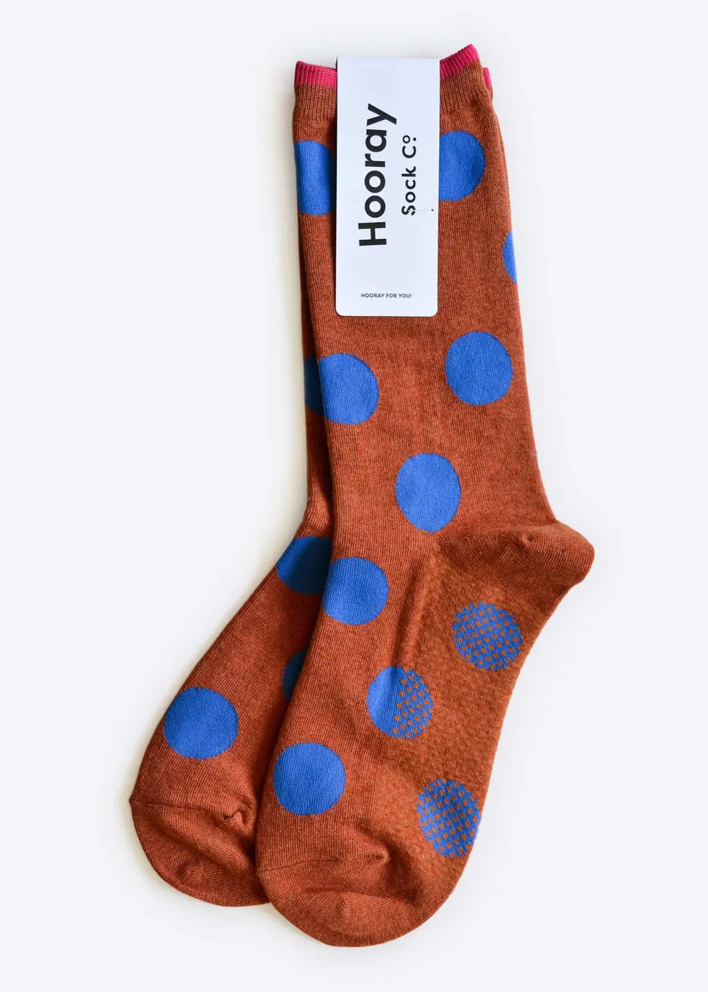 Panhandle polka dot crew socks, brown