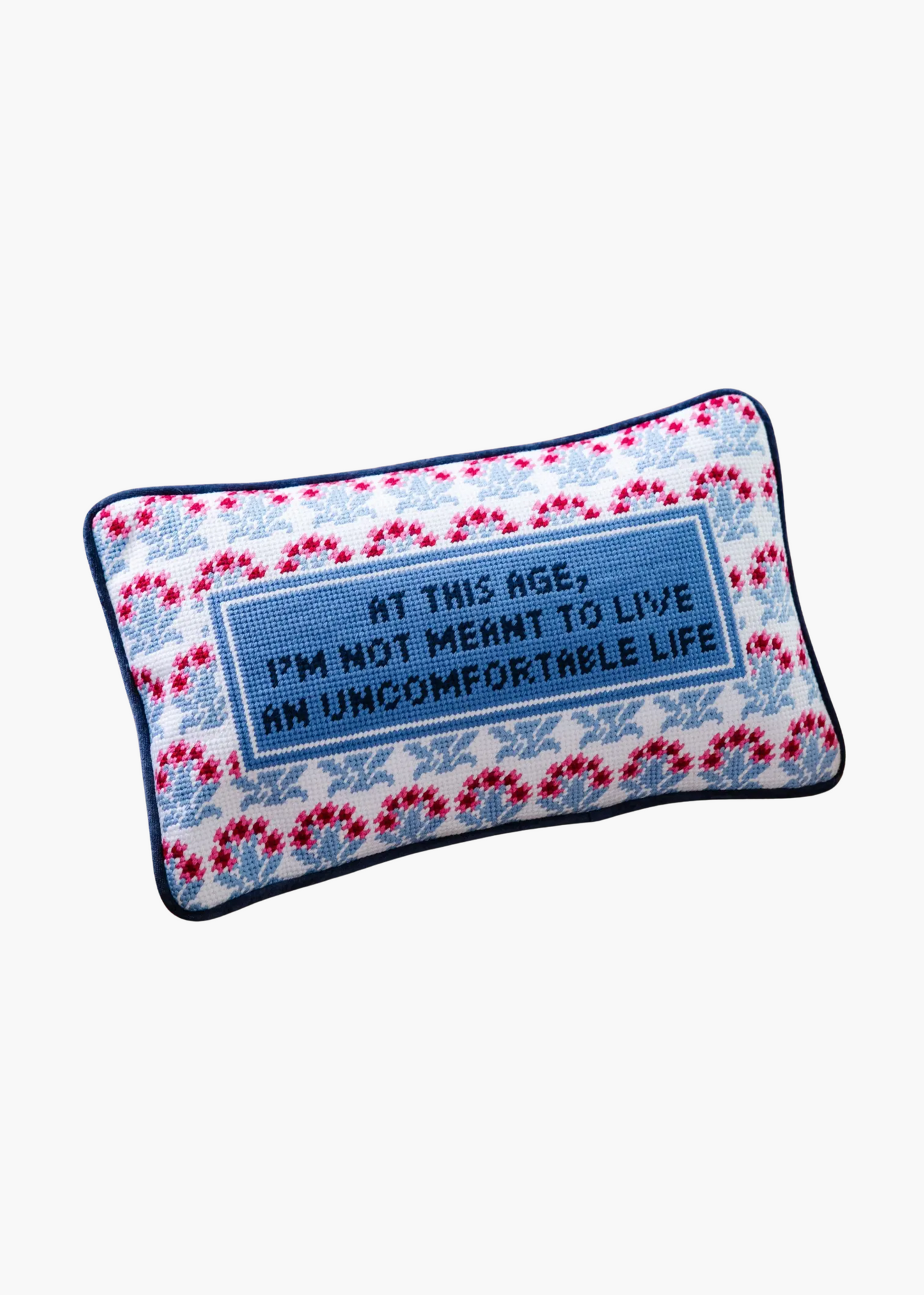 Uncomfortable needlepoint pillow