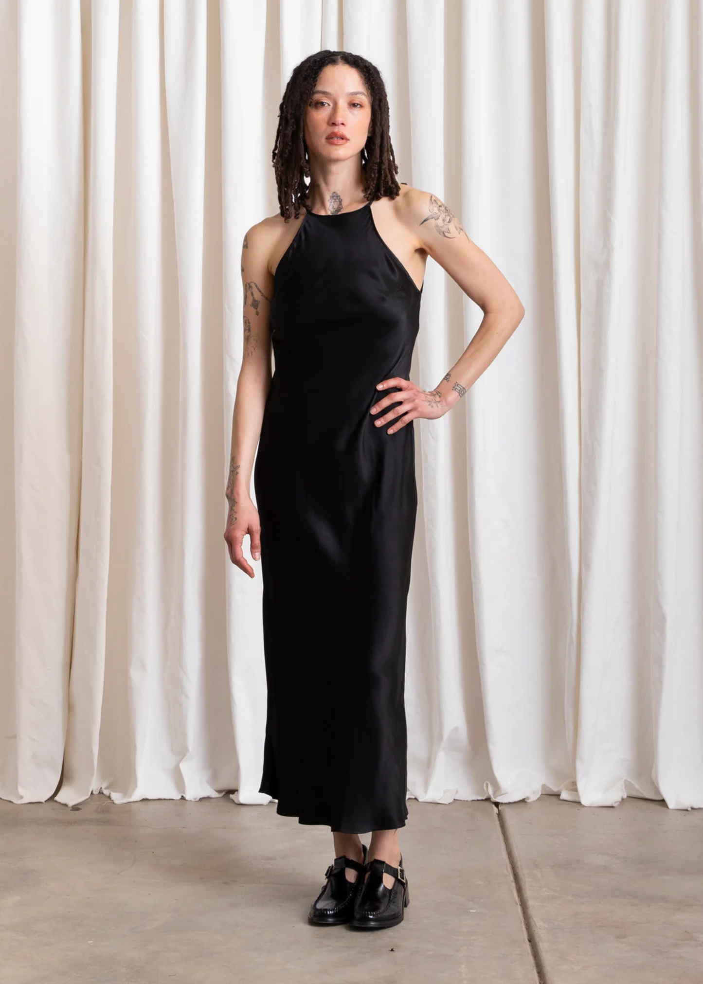 High neck bias dress