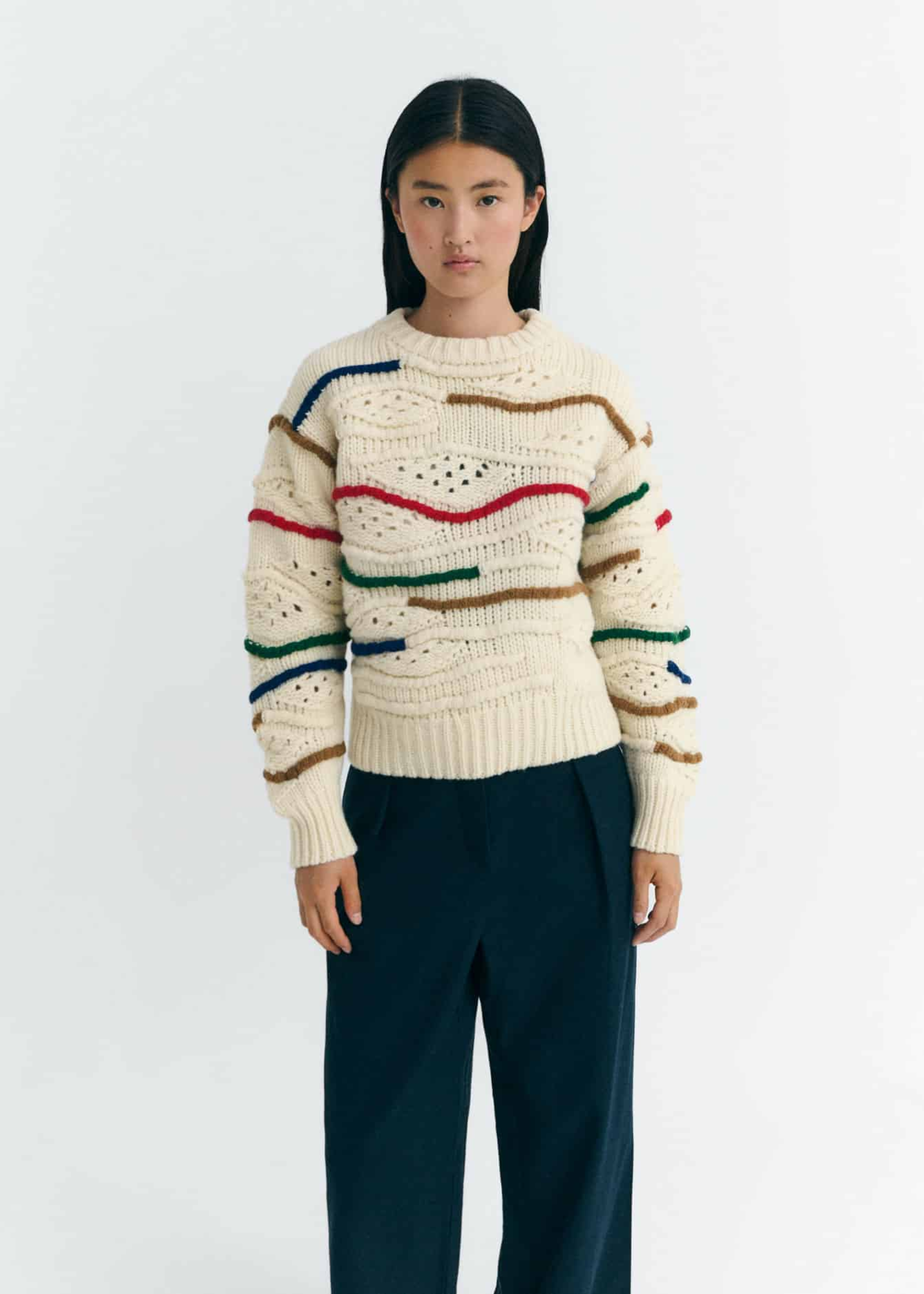Macrame candela knitted sweater, multicolor