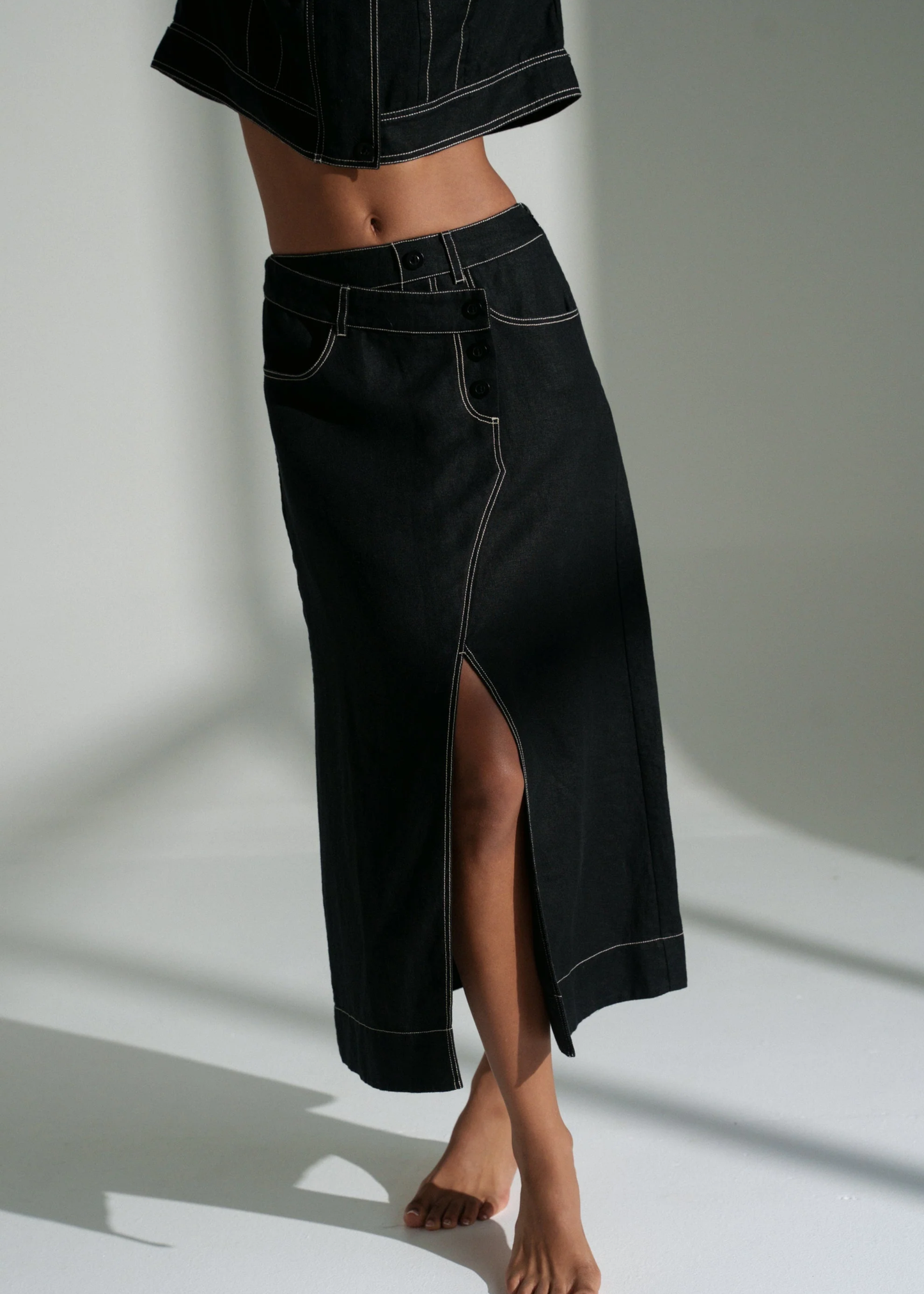 Jax linen skirt, black