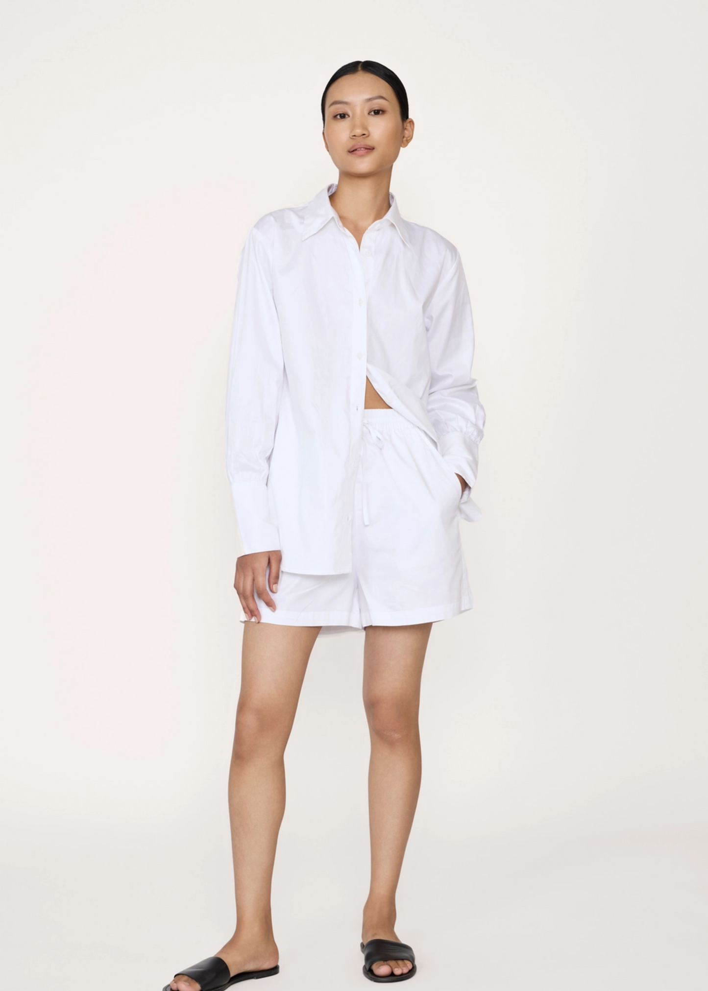Drawstring short, white