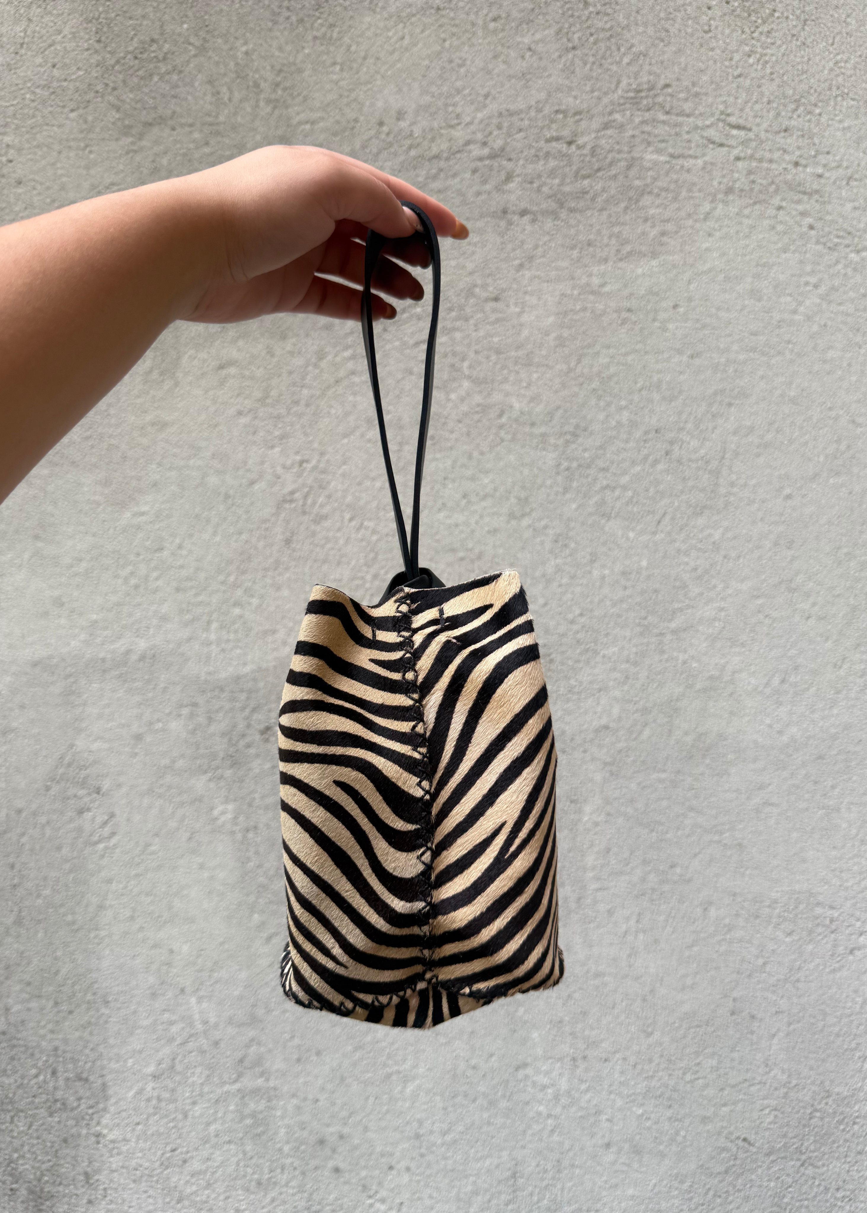 Navigli bag, beige zebra calfskin