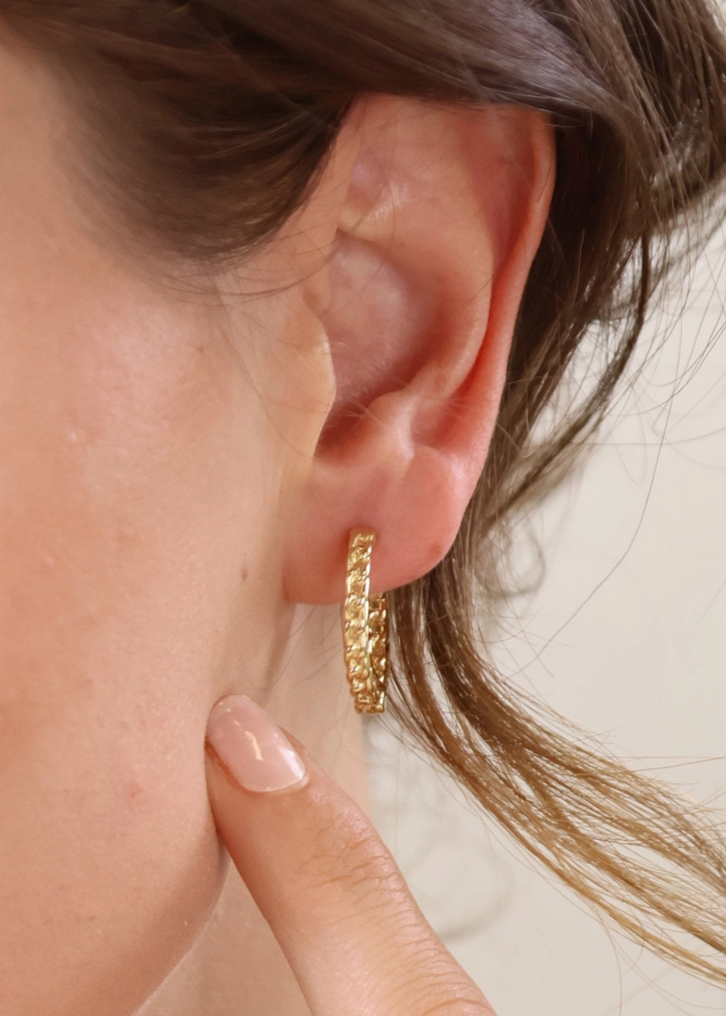 Cuban chain clicker hoop earrings