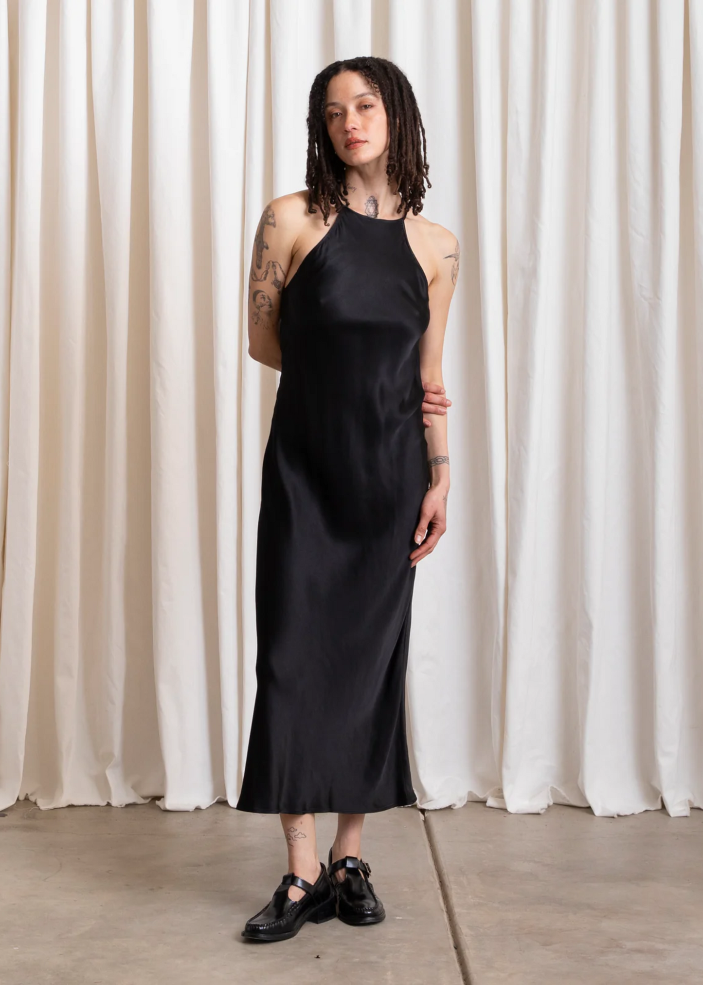 High neck bias dress