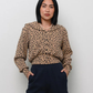 Waffle sailor cardigan, leopard