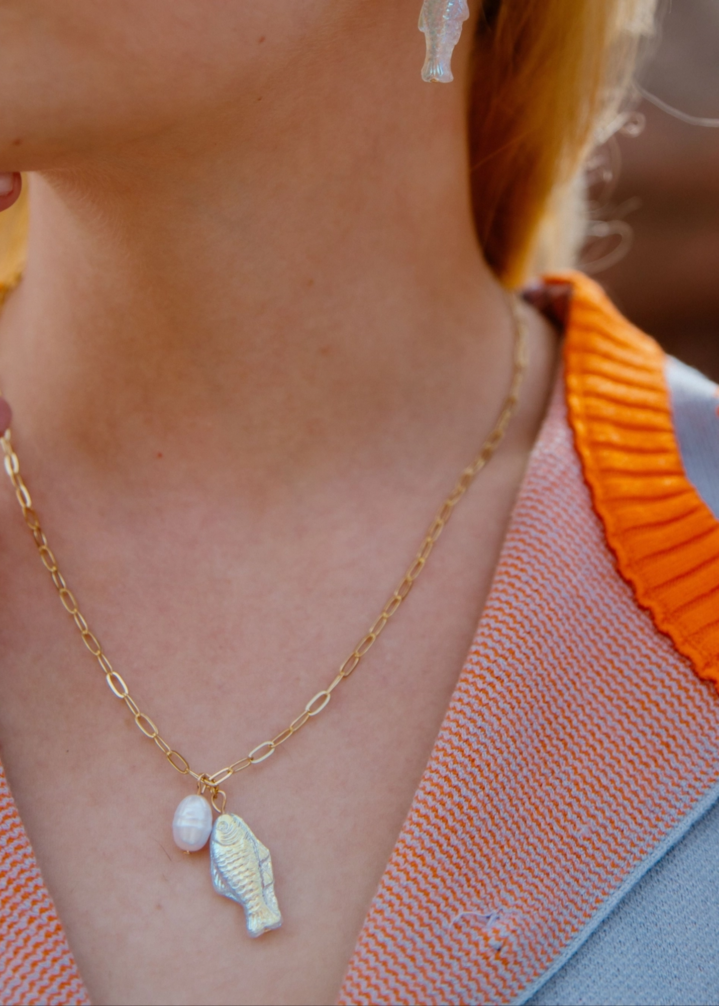 Off the hook fish necklace