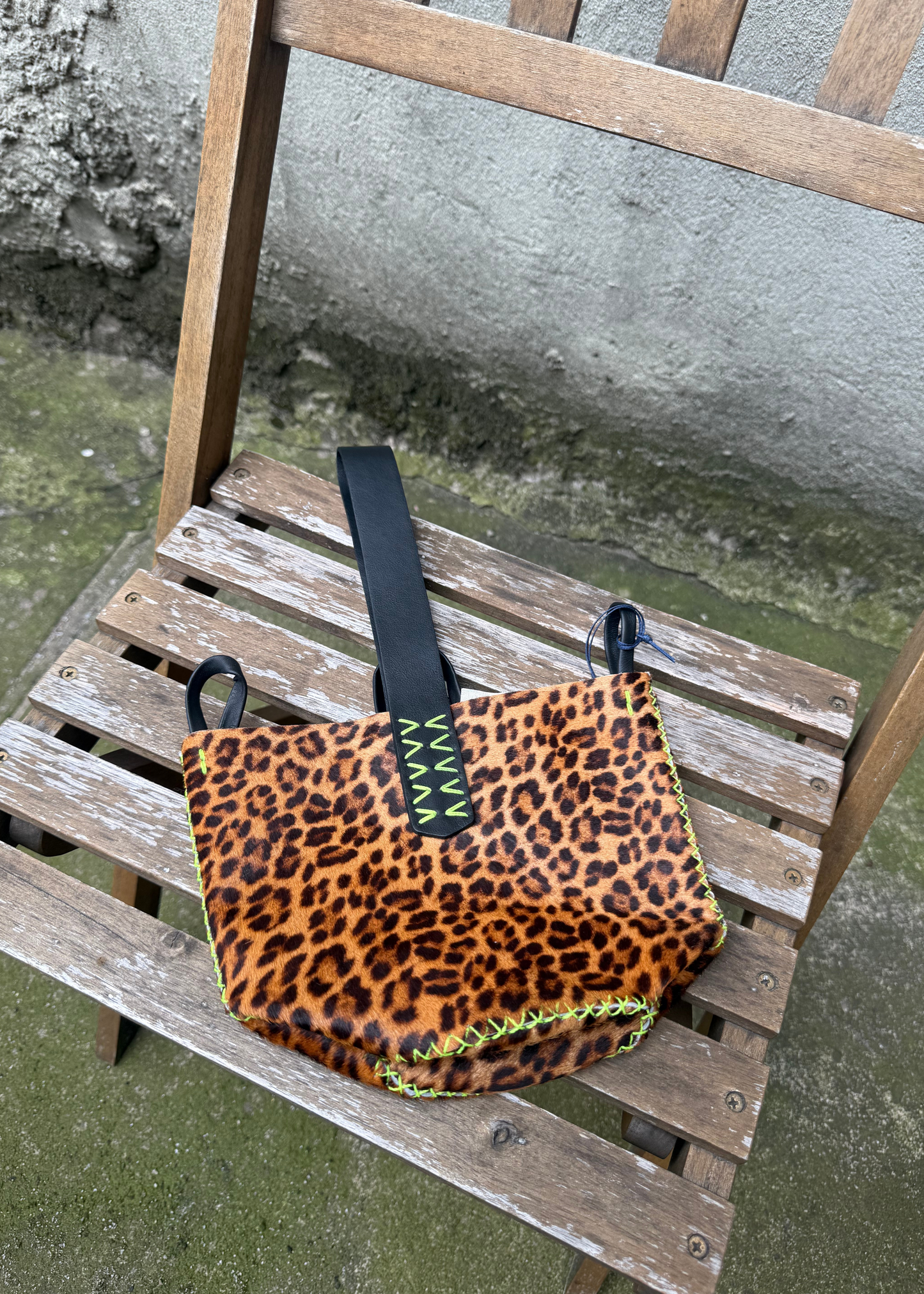 Navigli bag, dark cheetah calfskin