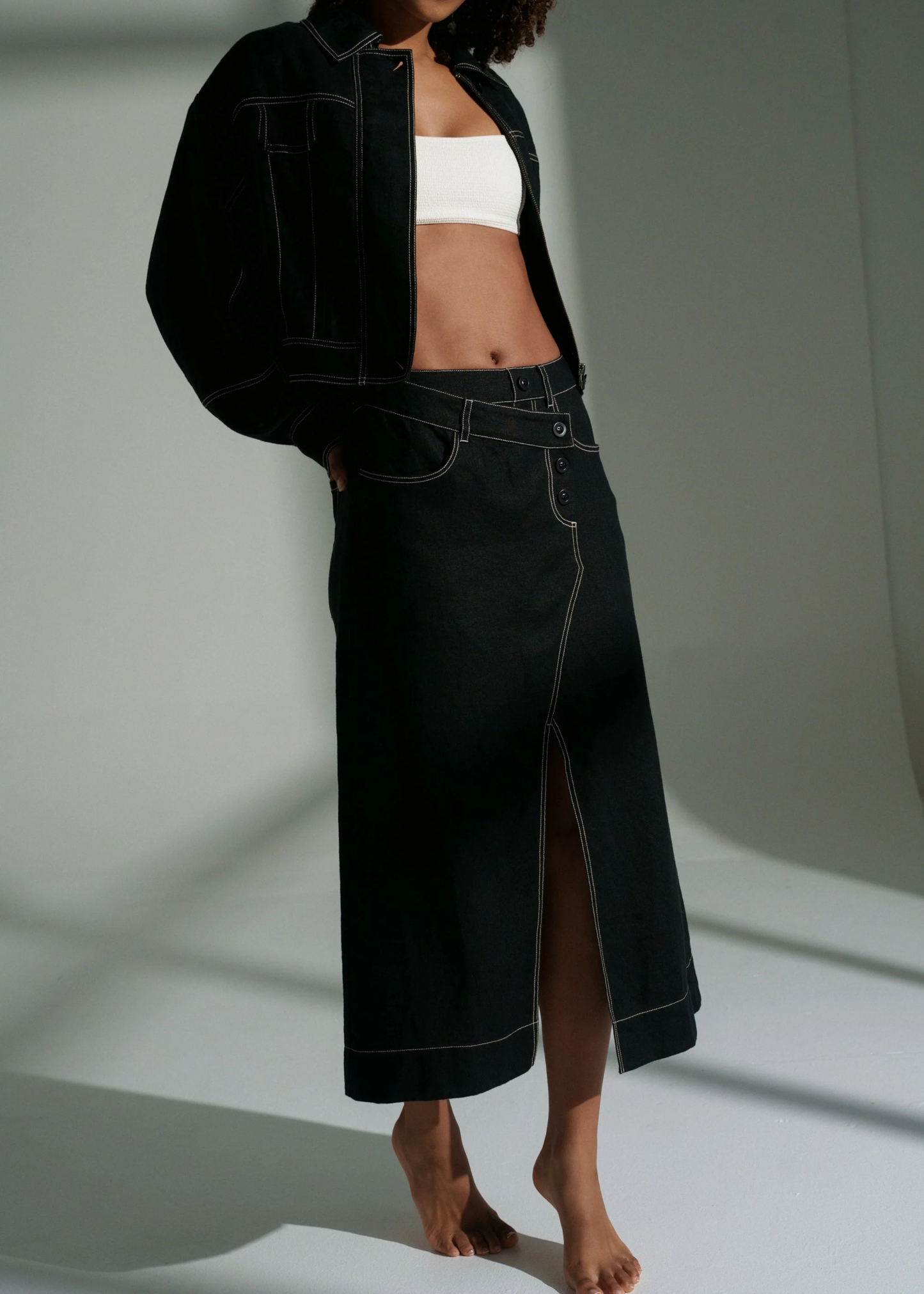 Jax linen skirt, black