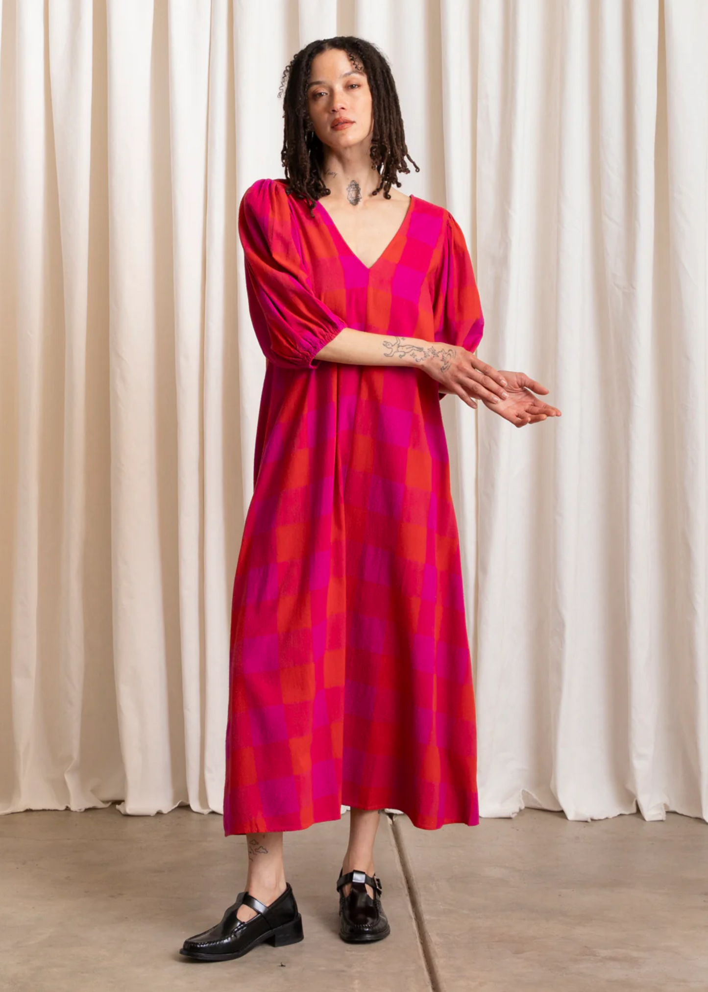 Double v-neck maxi dress