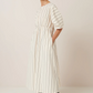 Ellora dress, greige pinstripe