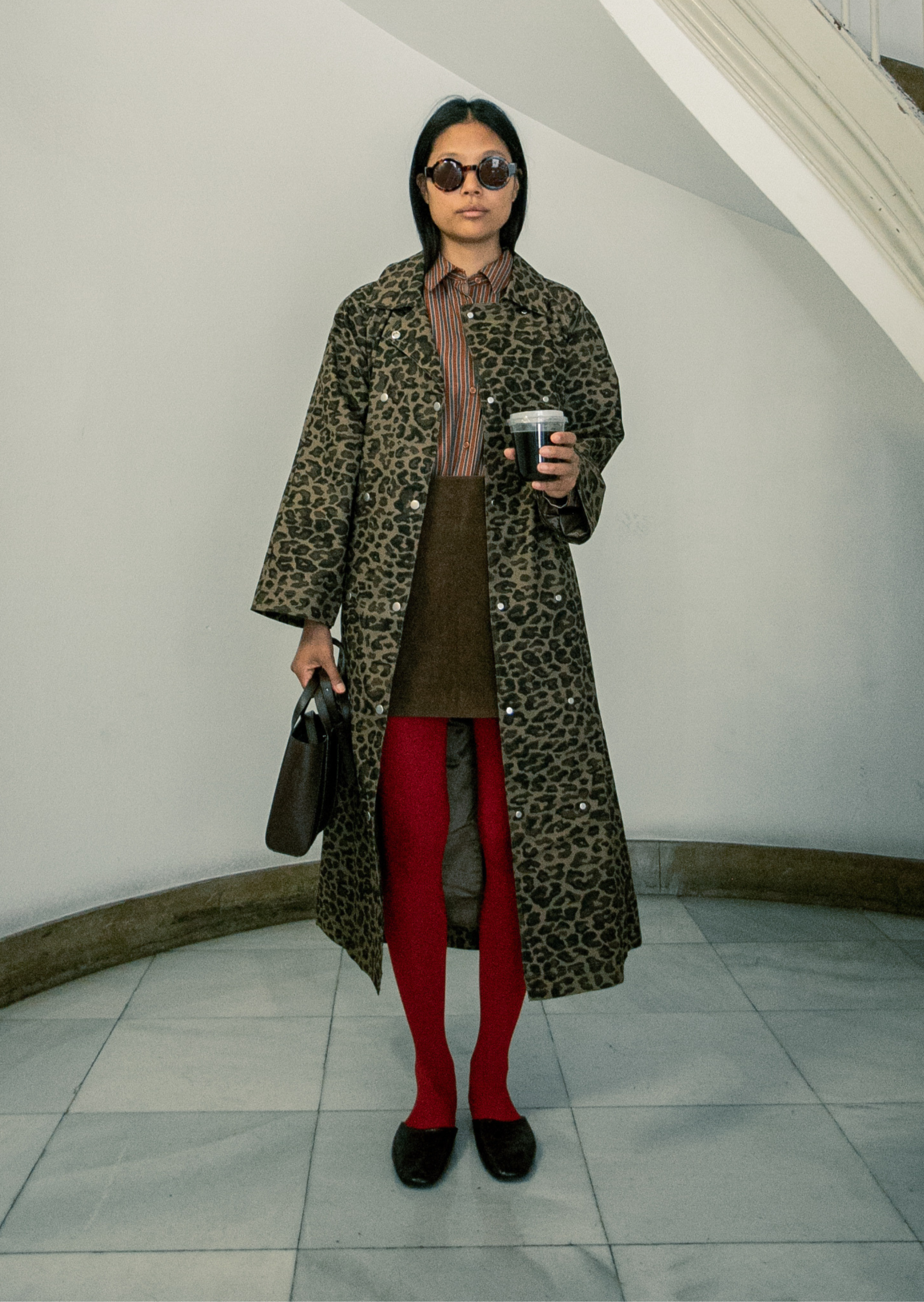 Animal print trench
