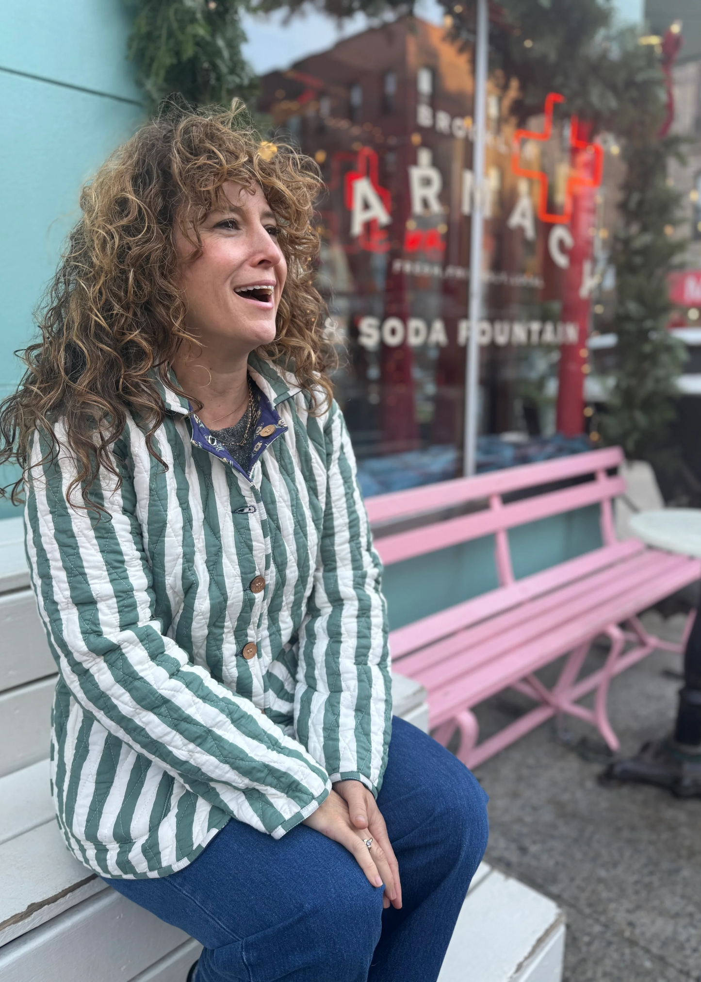 Zara Jacket, navy and green floral