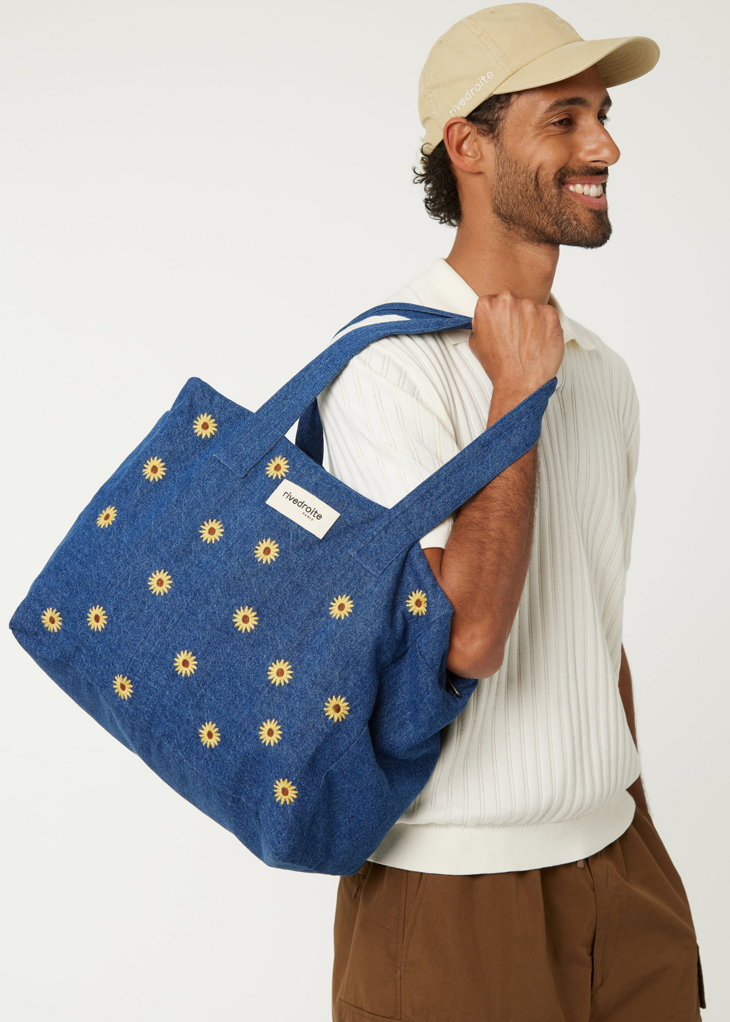 Célestins bag, denim yellow sunflower