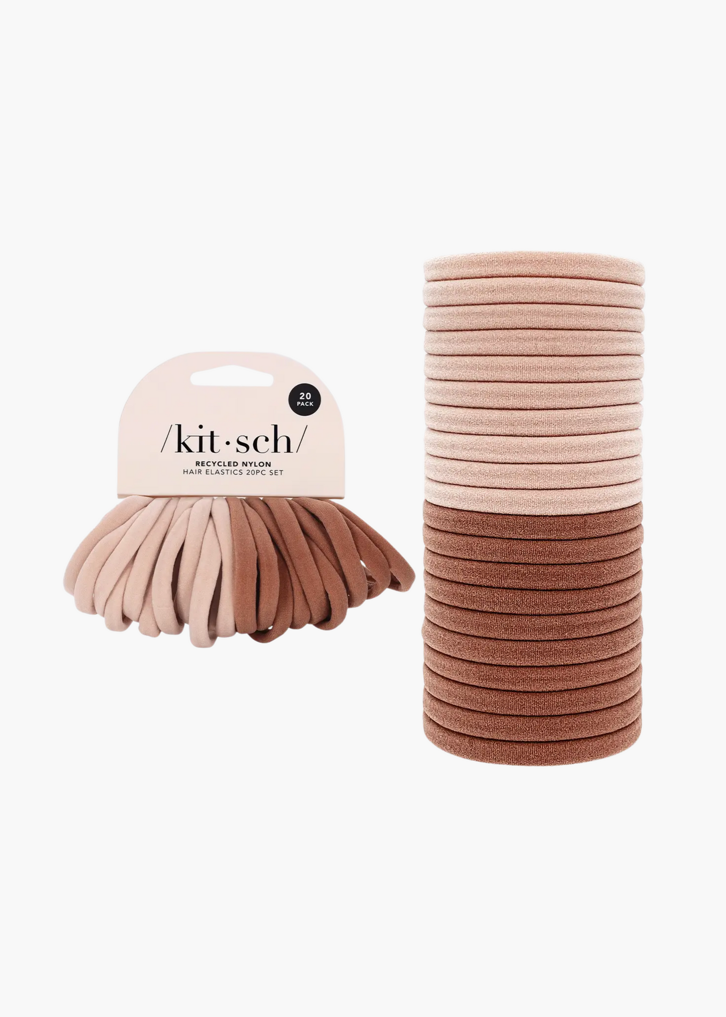 Recycled nylon elastics 20pc set, blush