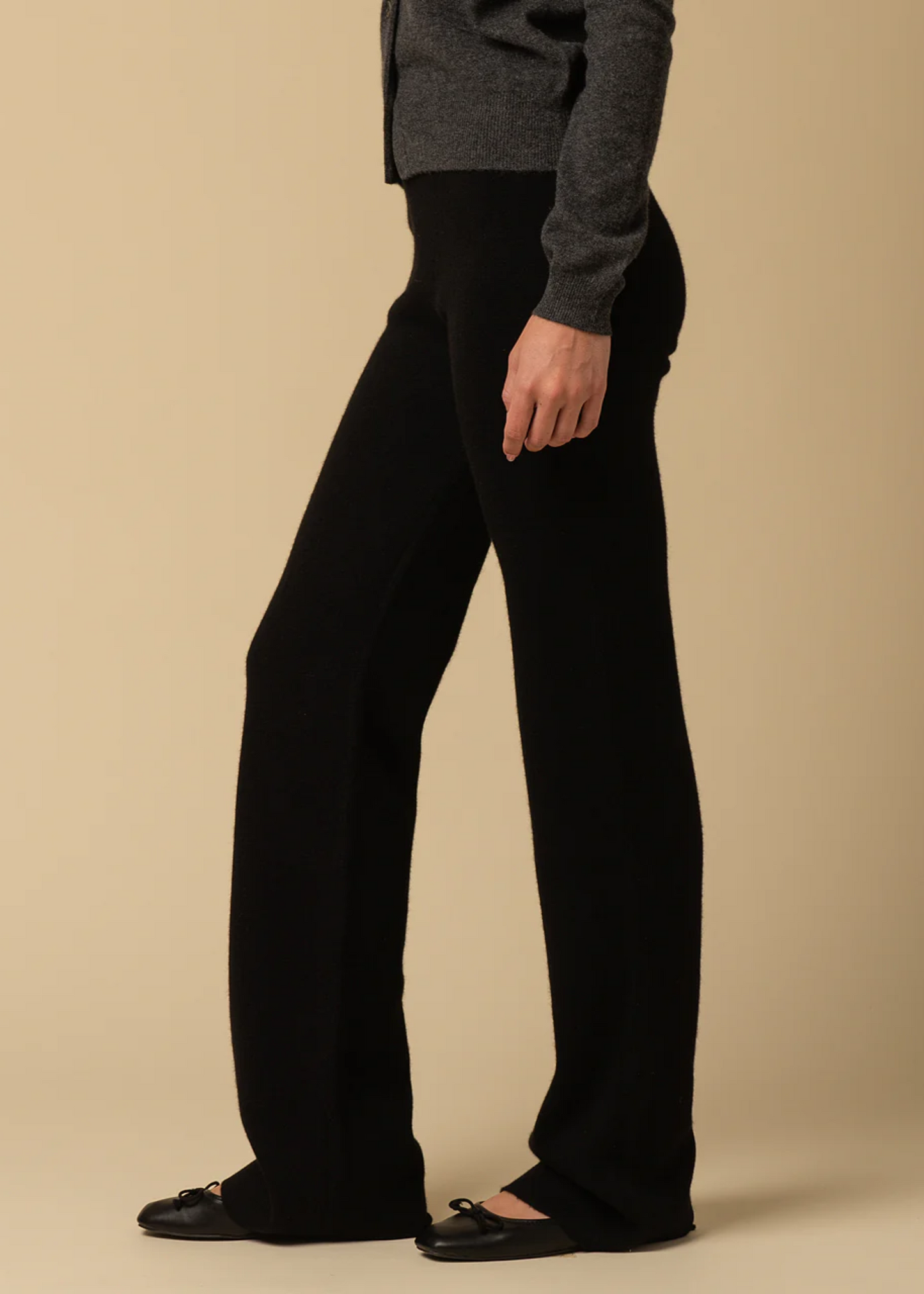 Cashmere straight fit pants, black