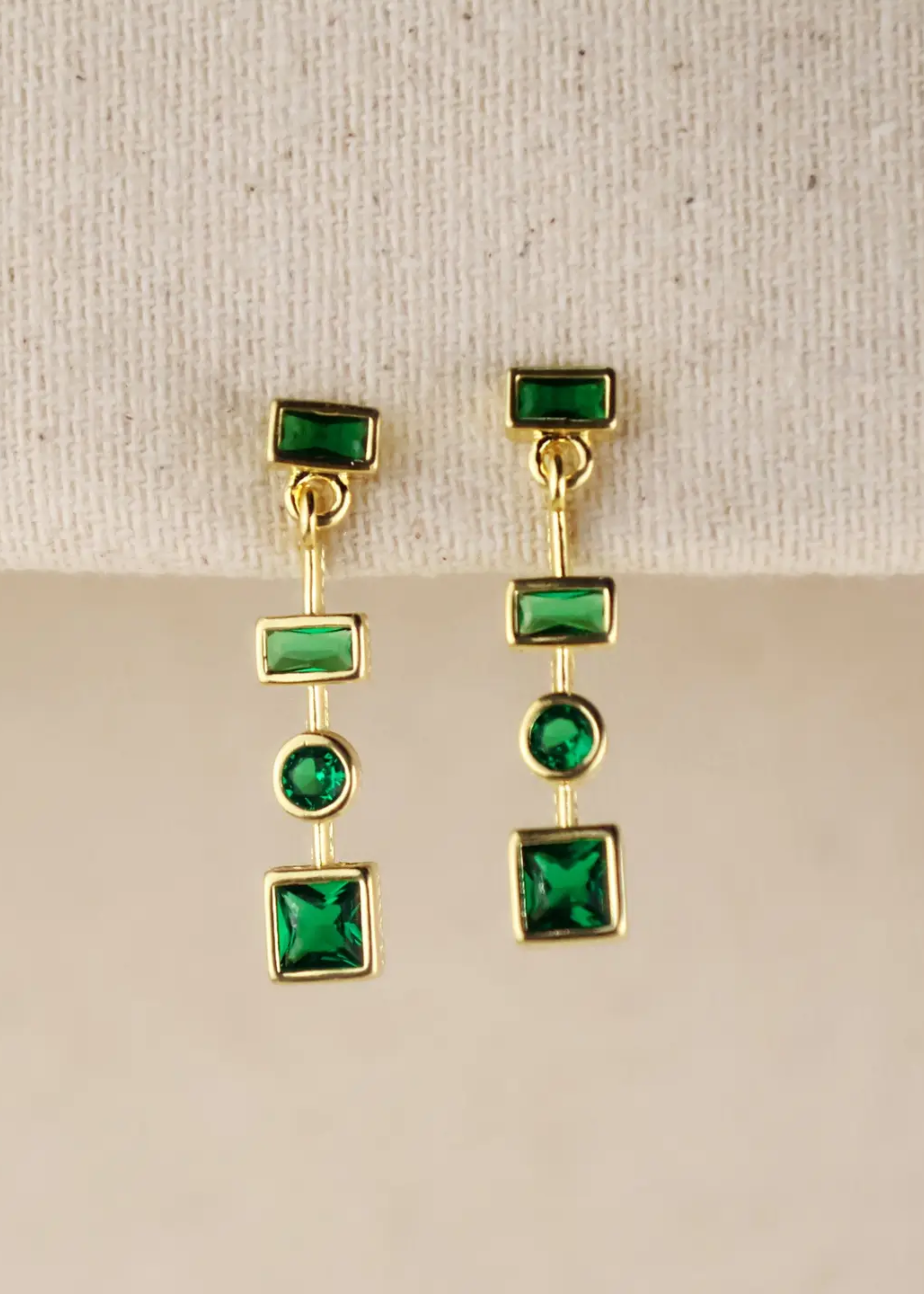 Emerald green dangling shapes earrings
