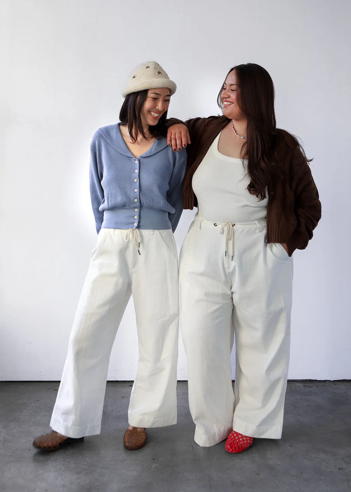 Waffle square crop tank, bone