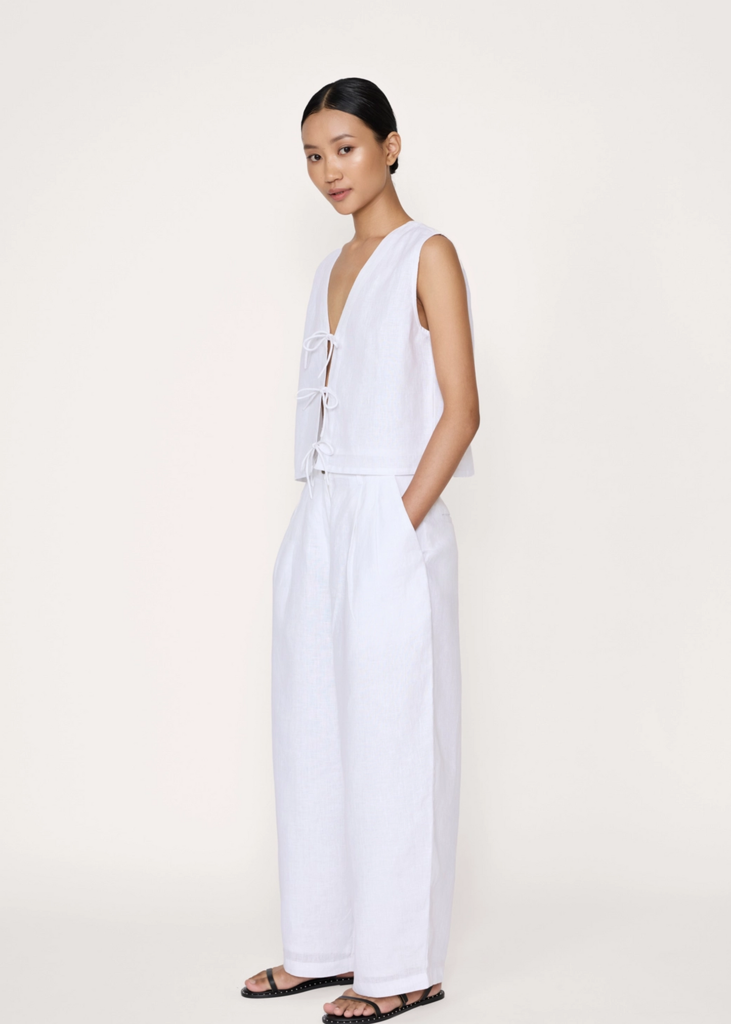 Boyfriend pant, white linen