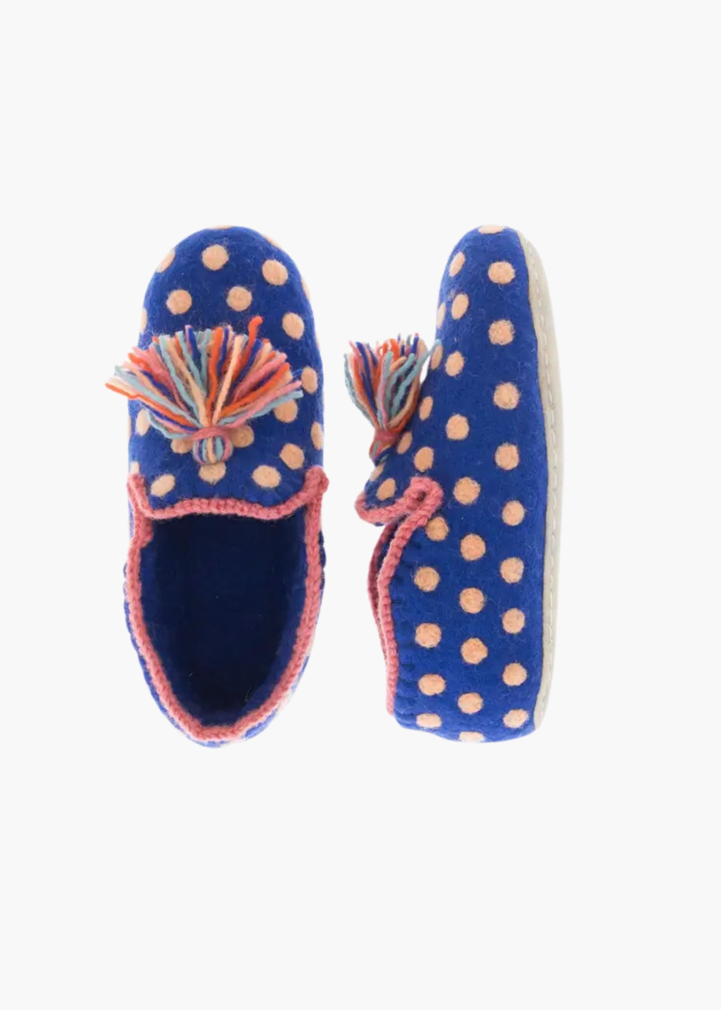 Spots + dots slippers, blue
