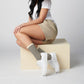 Cole Black and White Striped Crew Socks