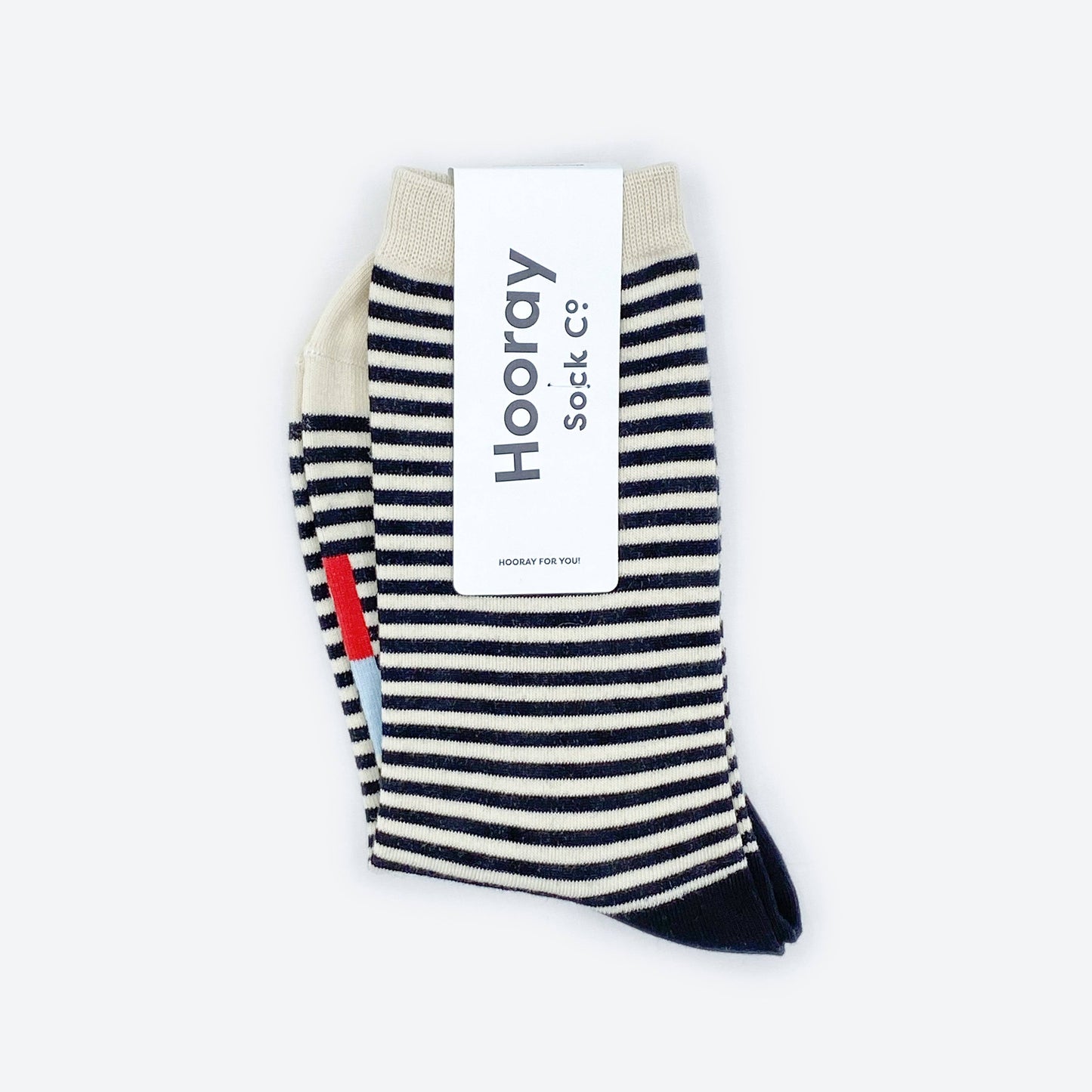 Cole Black and White Striped Crew Socks