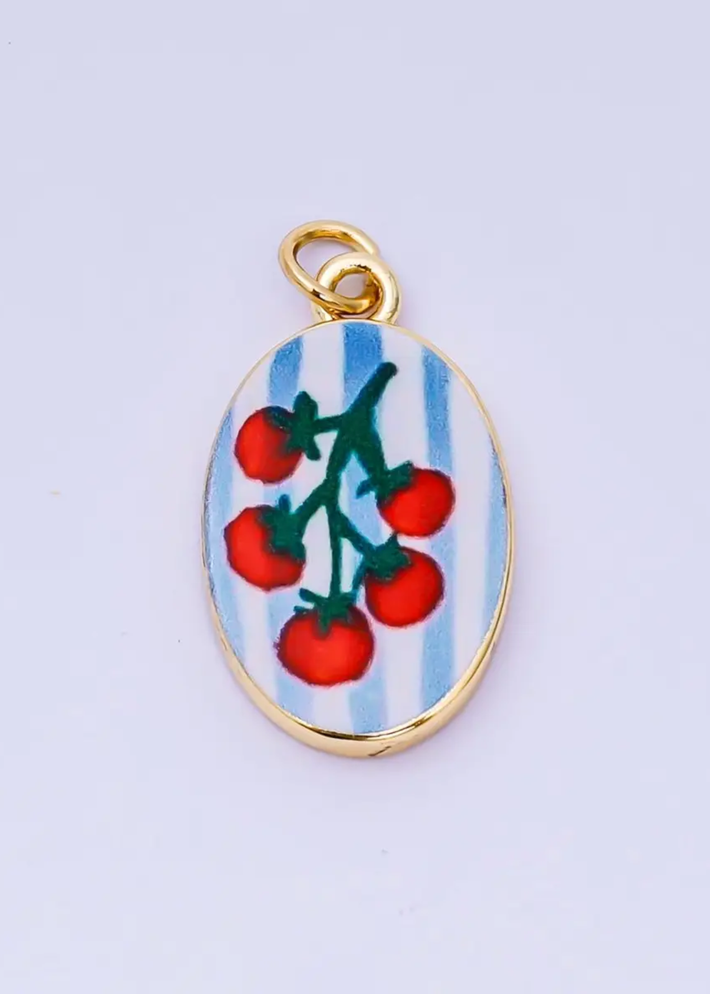 Enamel tomato oval charm