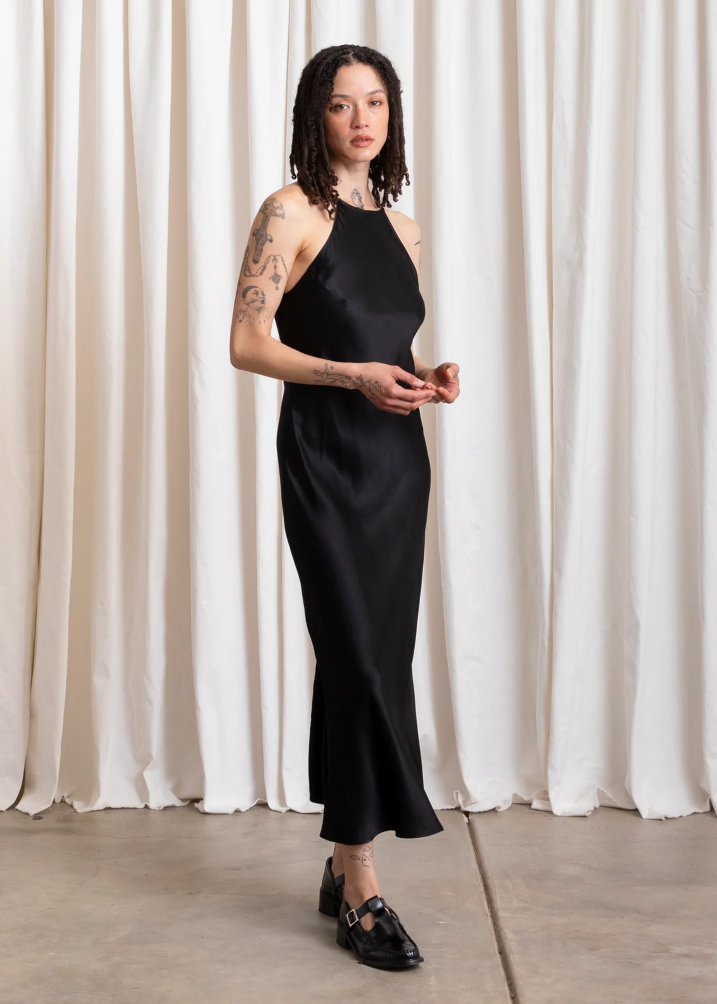 High neck bias dress