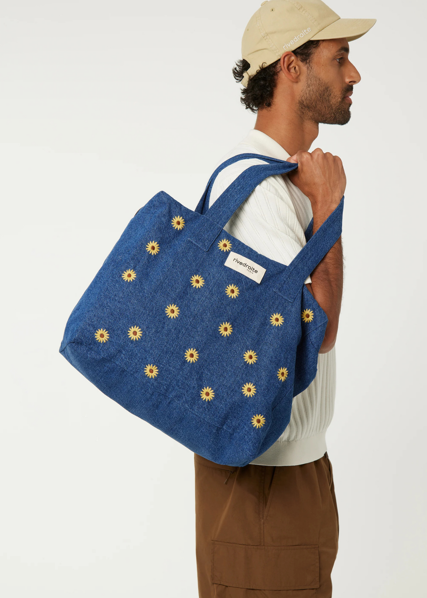 Célestins bag, denim yellow sunflower