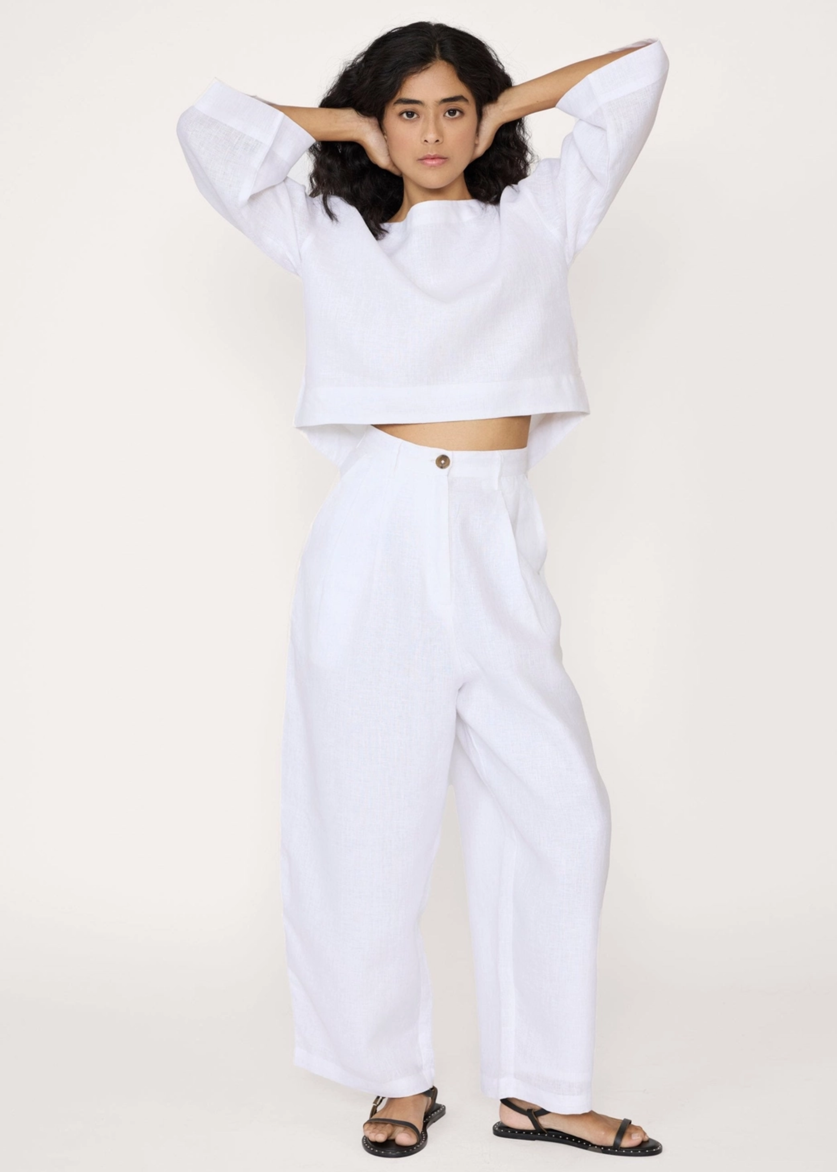 Boyfriend pant, white linen