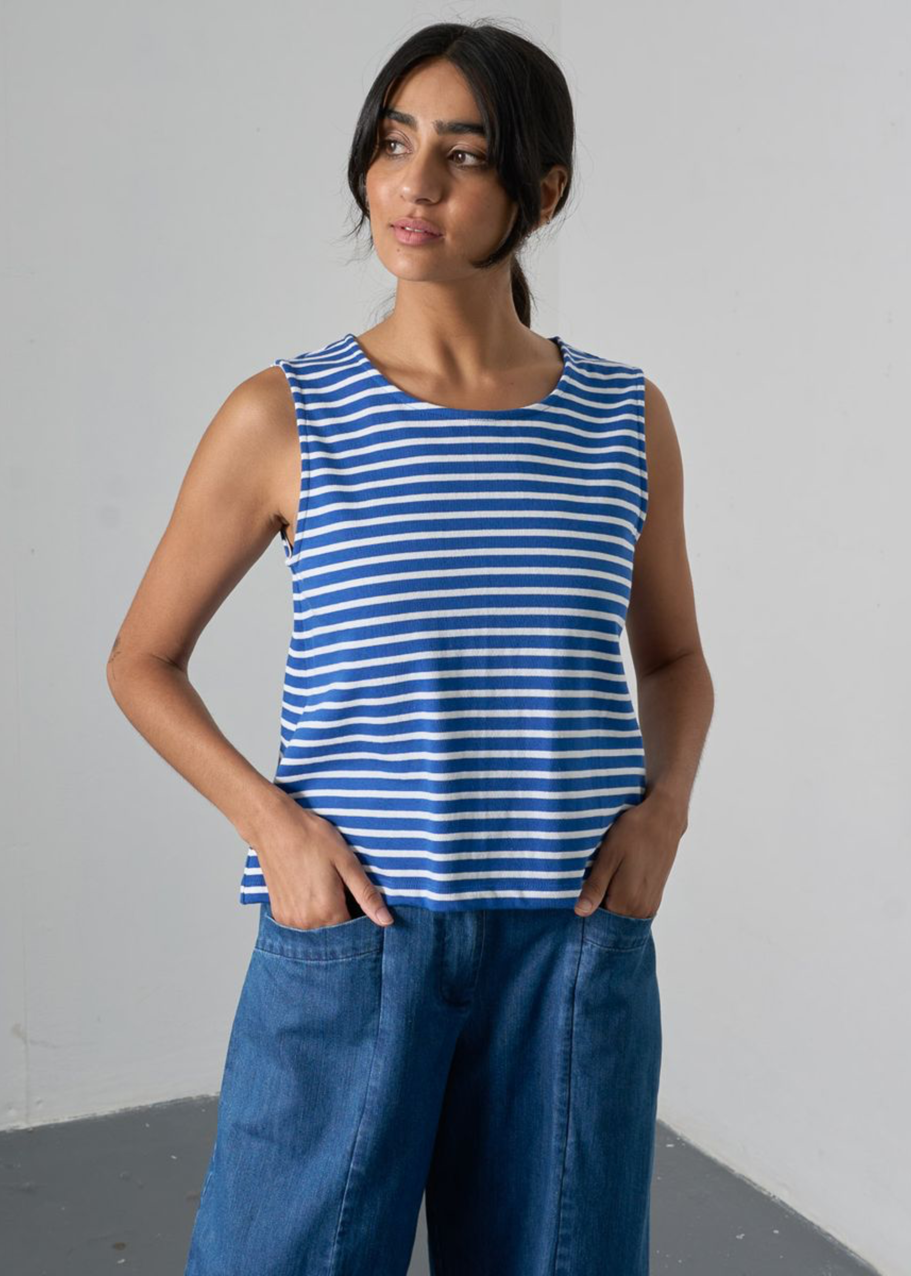 Alma jersey top, blue