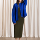 Merino crew neck cardigan, cobalt