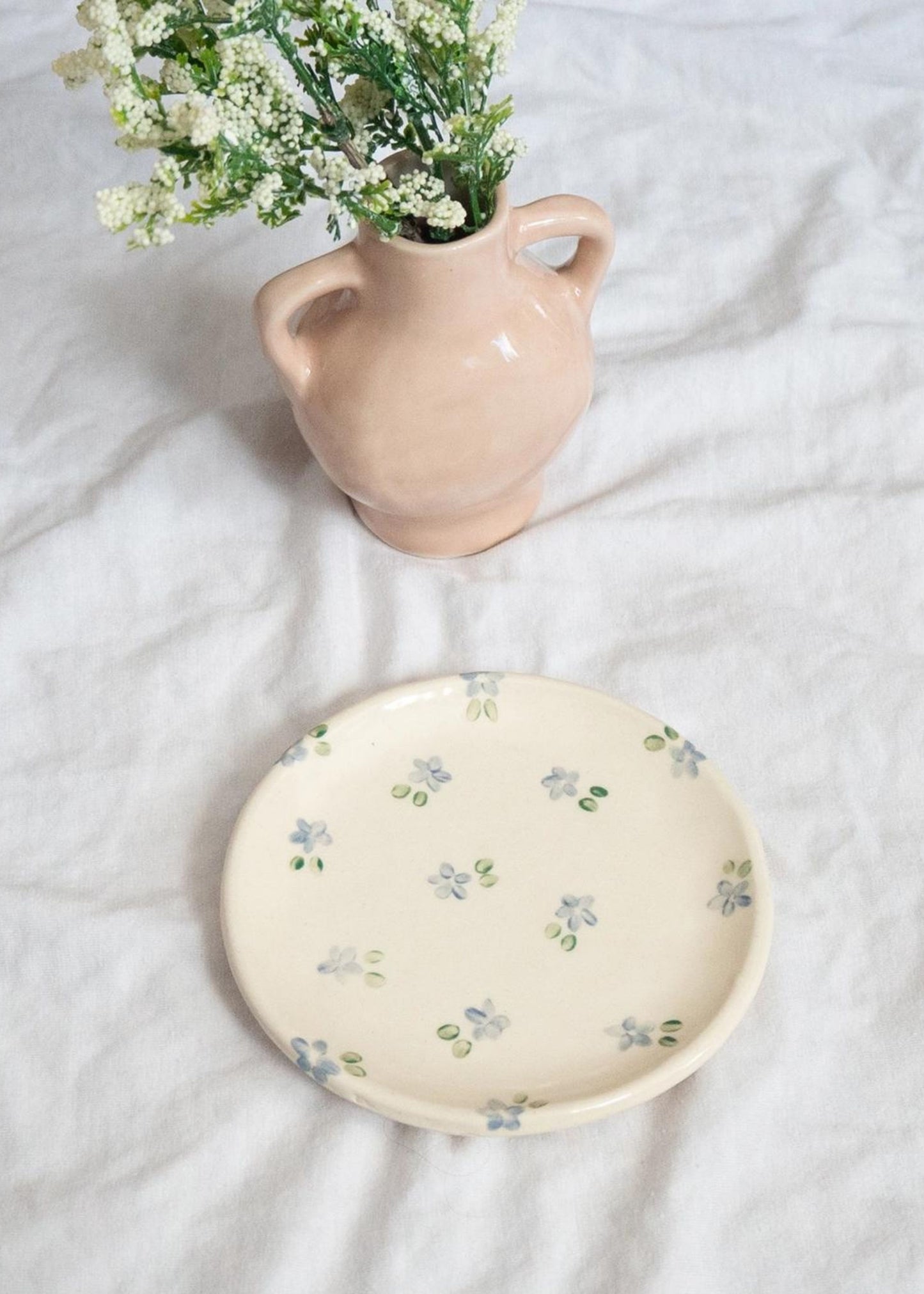 Forget me not catchall plate, light blue
