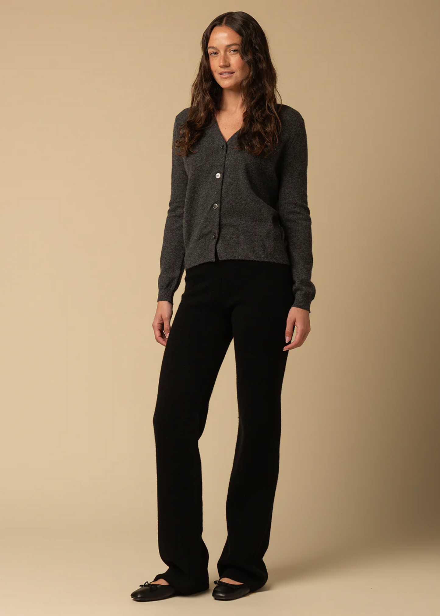 Cashmere straight fit pants, black