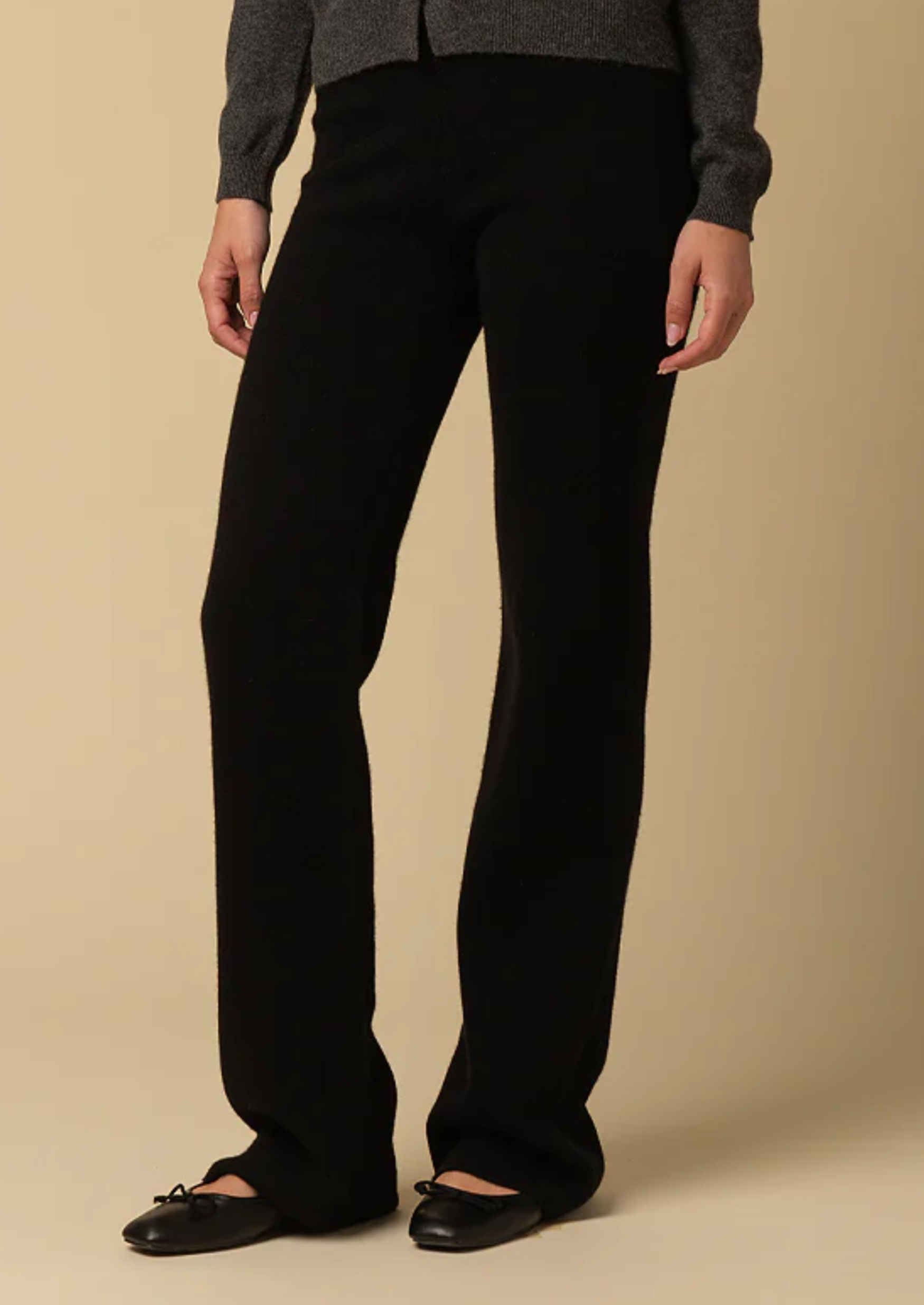 Cashmere straight fit pants, black