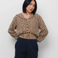 Waffle sailor cardigan, leopard