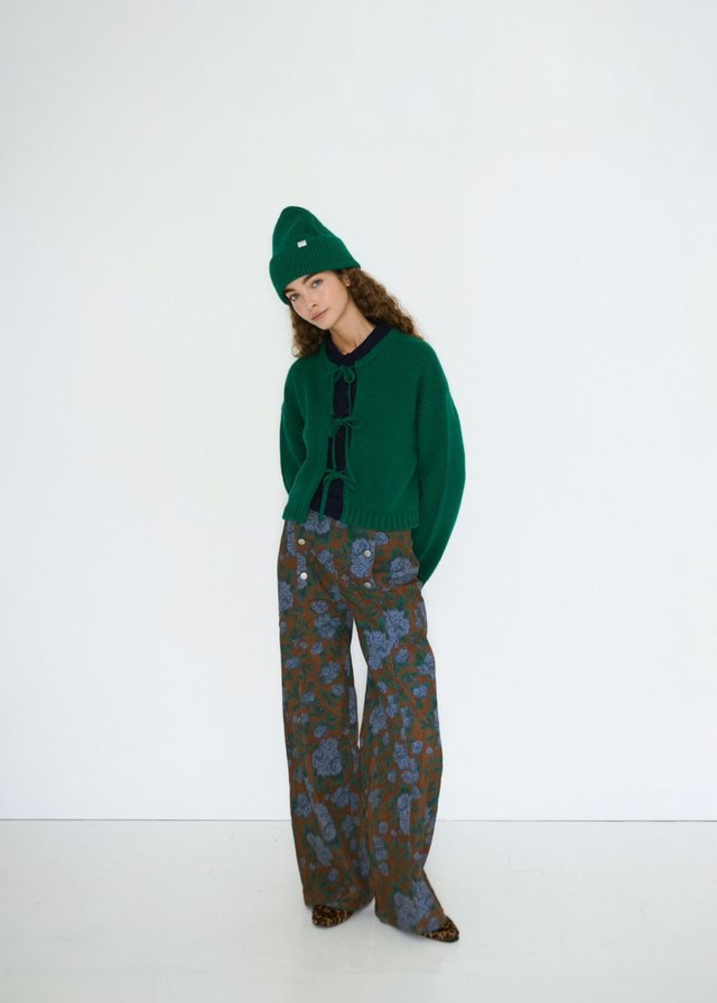 Tie detail cardigan, green
