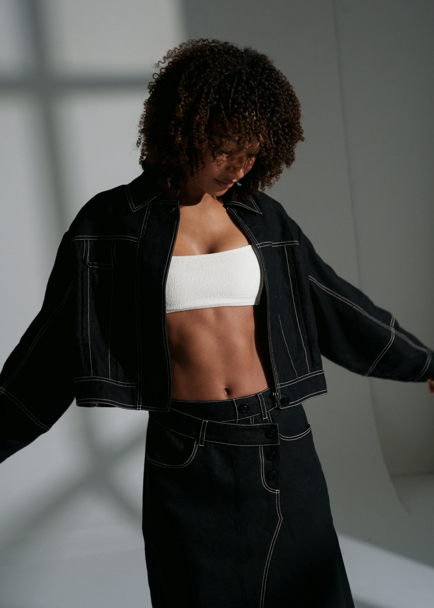 Jax linen skirt, black