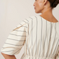 Ellora dress, greige pinstripe